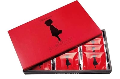 日本橫濱限定 赤い靴の女の子 草莓夾心貓舌餅禮盒12枚入2