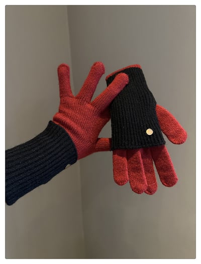 出口日本款 美拉德拼色兩用保暖舒適手套3