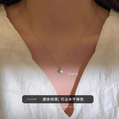 仙氣簡約單鑽純銀項鍊7