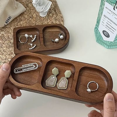 INS風復古實木首飾盤 桌面香氛收納裝飾5