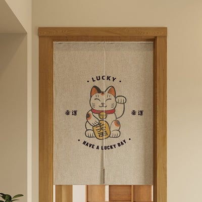日式多款和風棉麻門簾 80×120cm對開式4