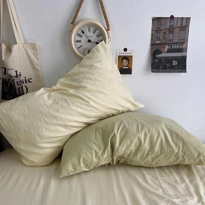 Ins風水洗棉 雙色AB版純色枕頭套一對裝1