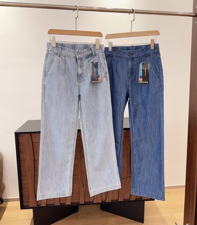 韓國訂單款超薄夏季闊腿牛仔褲5