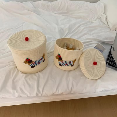 棉衣小狗 帶蓋大容量編織收納筐3