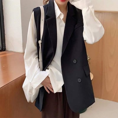 新款有大尺碼復古西裝版背心3