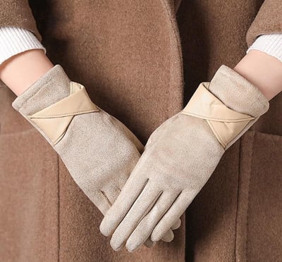 外銷日韓冬季法式蝴蝶結麂皮絨手套 雙層加絨・優雅防寒不顯厚3