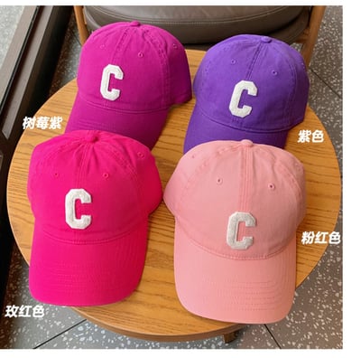 優質男女都可戴水洗C字老帽    玫紅色現貨1