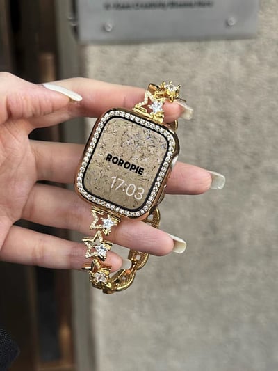 星星帶鑽設計感金屬蘋果錶帶5