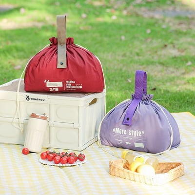 日系束口午餐袋 輕便手提便當包 防水飯盒袋 收納袋4