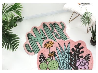 出口歐美可剪裁 一進門就被療癒植物系防滑地墊1