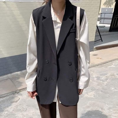 新款有大尺碼復古西裝版背心7