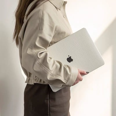 高級感白色鱷魚紋MacBook 專用保護殼1