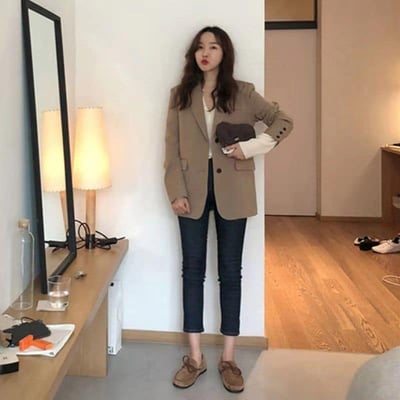 早春優雅百搭翻領修身小西裝外套5