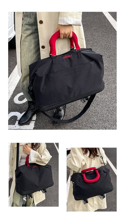 多功能可拆輪擴容旅行包 大容量雙層拉鍊設計 可上行李箱 健身/出差/旅行萬用包10