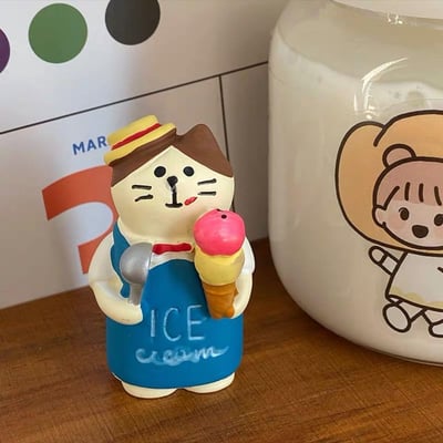 日式冰淇淋小店貓 治癒系可愛日式小擺件桌面裝飾品2