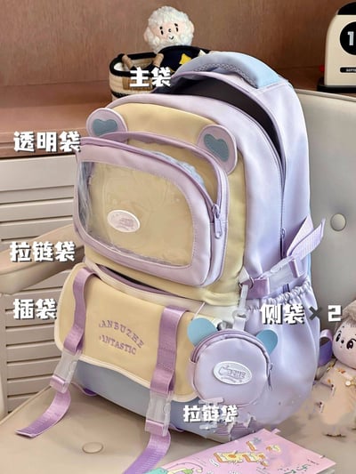 日系甜妹痛包雙肩包 可愛透明展示窗＋萌系耳朵造型9