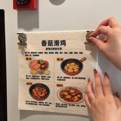 細纖維周拋食譜抹布 廚房懶人洗碗布  可撕式易清洗 一卷20張20道菜6