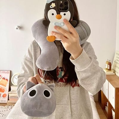 網紅問號貓貓頸枕抱枕 護頸助眠・辦公室午睡/旅行多功能枕2