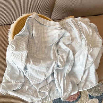 日系可愛格紋熊仔睡衣套裝3