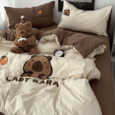 卡皮巴拉 ins風純棉床包組  可愛水洗棉全棉四件套 雙人/加大2