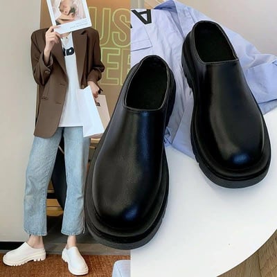 韓系包頭大尺碼半拖皮鞋2