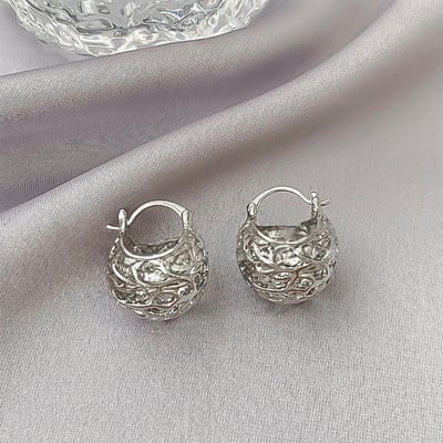 高級感銀色系 不規則系列耳環5入組2