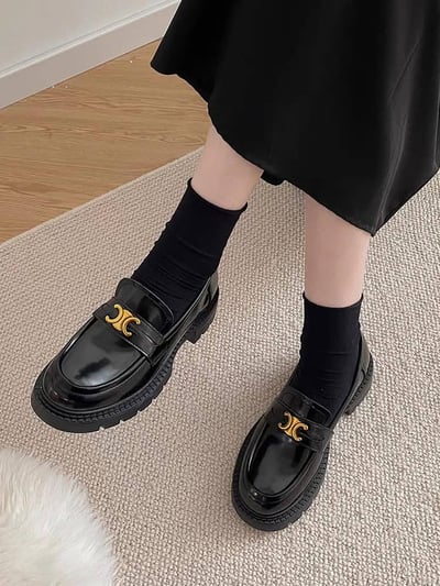 英式凱旋門小標厚底小皮鞋4