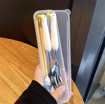 超萌鵝跟貓貓便攜餐具套裝5