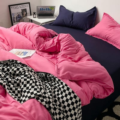 小紅書推薦款多款 時尚拼色四件床包組3