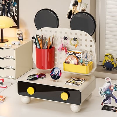 卡通桌面洞洞板收納盒 抽屜式文具雜物整理神器11