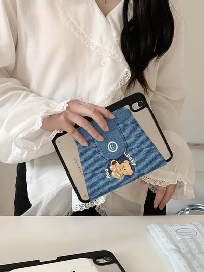 黃油小熊Lucky day 牛仔布藝可愛小熊平板保護套6