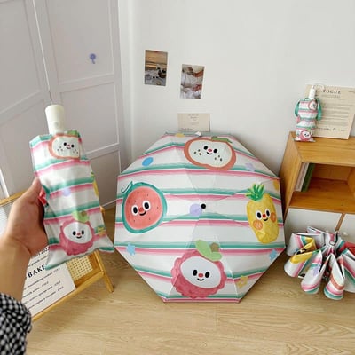 開心水果舖 可愛水果印花折疊晴雨兩用自動傘7