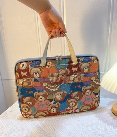 小熊家族 刺繡小熊們錦多功能旅行電腦包6