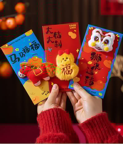 馬年超可愛立體刺繡毛絨紅包4