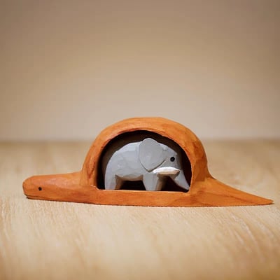 手工木雕擺件 小王子蟒蛇吞象帽子造型禮盒 楓木雕刻原木禮物1