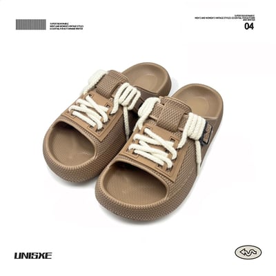 情侶款個性厚底設計感DIY鞋帶拖鞋3