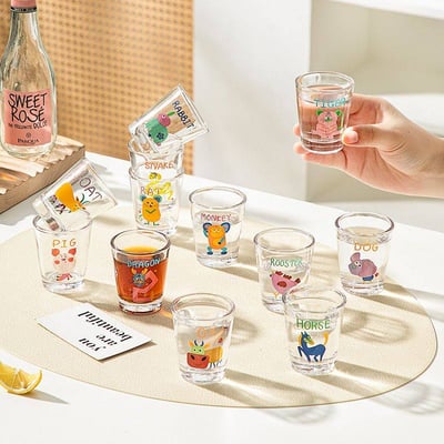 可愛12生肖卡通玻璃小酒杯 微醺公主風燒酒杯套裝50ml1