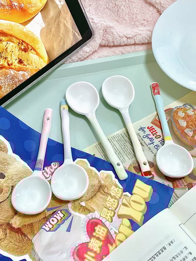 少女心馬卡龍撞色設計陶瓷筷子與湯匙11