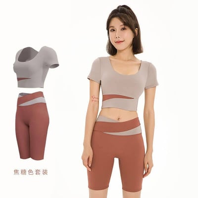 春夏運動短版加五分褲 舒適運動瑜珈服套裝4