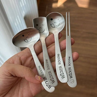 Ins風療癒笑臉餐具組5入2