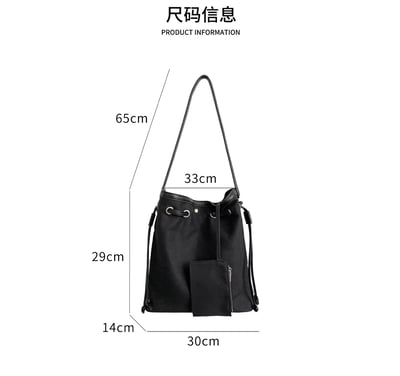 韓系ins抽繩水桶包 大容量帆布單肩包 通勤必備9