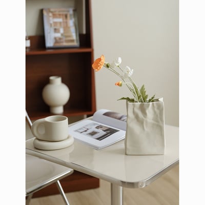 ins風高級感擺件 奶油皺褶紙袋花瓶3