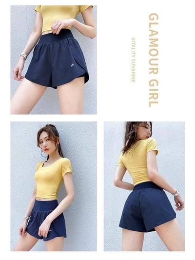 寬鬆防走光假兩件運動短褲9