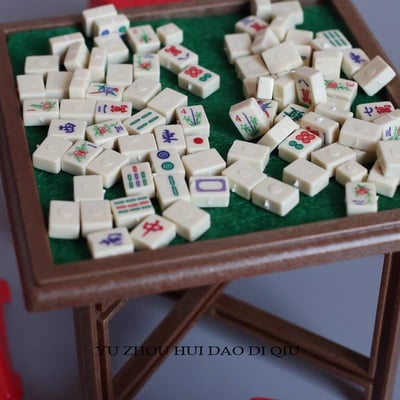 【無聊就來開桌】 迷你麻將小擺件｜一桌四椅一整套能打 居家解悶神器2