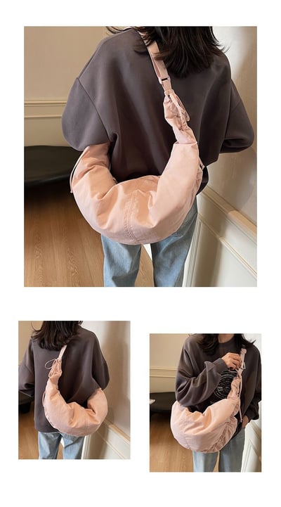 通勤休閒百搭 韓系風尼龍布流浪包 單肩斜挎包15