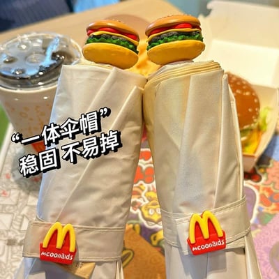 我愛吃漢堡 折疊晴雨兩用自動雨傘3