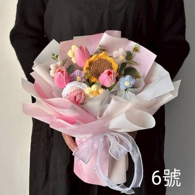 高質感針織花束 手工鉤織永生花束毛線針織玫瑰系列6