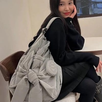 韓國設計師品牌系帶雙肩包1