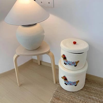 棉衣小狗 帶蓋大容量編織收納筐2