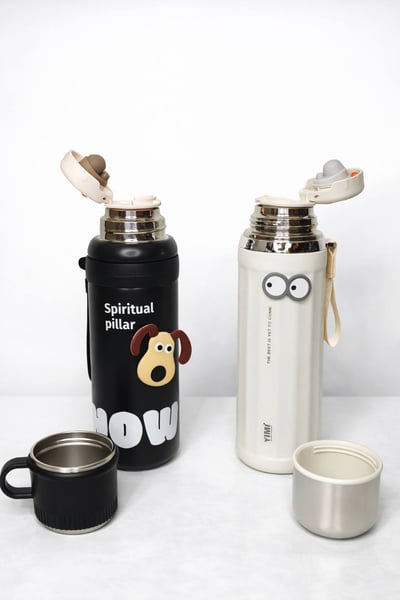 黑白色系蓋可當杯 外出便攜保溫杯1